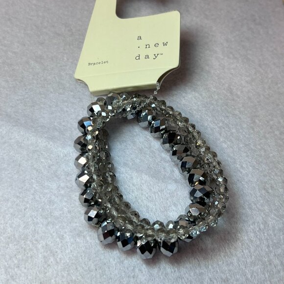 3 Strand Sparkle Silver & Gray Bracelets - Picture 3 of 3